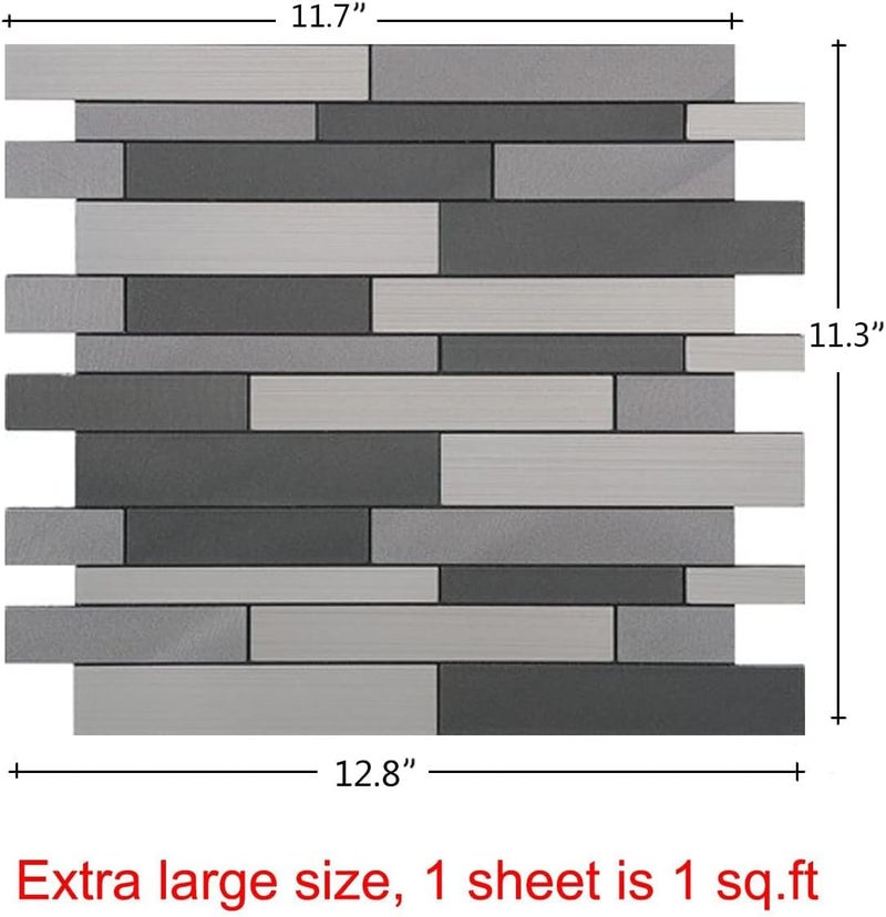 weimeisc 10 Sheets Peel and Stick Backsplash Tile for Kitchen, Self-Adhesive Mosaic Tile, Stick on Bathroom Vanities，Fireplace Décor, Laundry Table(11.25" X 12.7") (Light Dark Gray Series) - Image 4